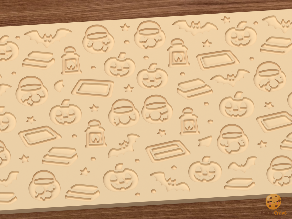 Trick Or Treat Doorstep Textured Roller STL File - 03 close detail deboss