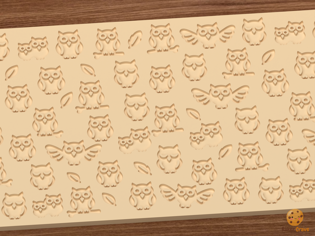 Woodland Owl Family Textured Roller STL File