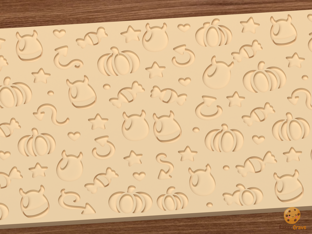 Devilish Egg Halloween Textured Roller STL File - 03 close detail deboss