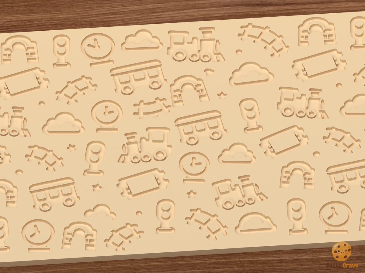 Train Adventure Textured Roller STL File - 03 close detail deboss