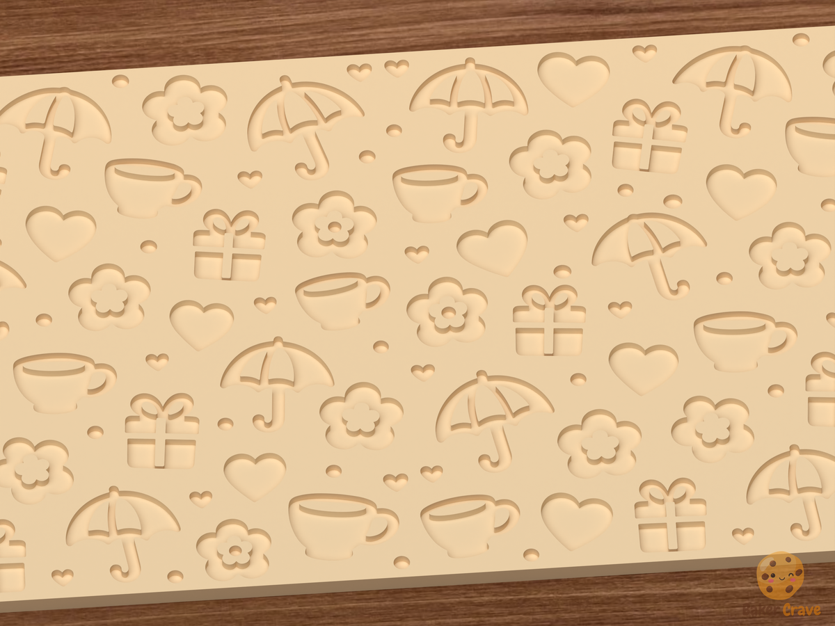 Cozy Rainy Day Textured Roller STL File - 03 close detail deboss