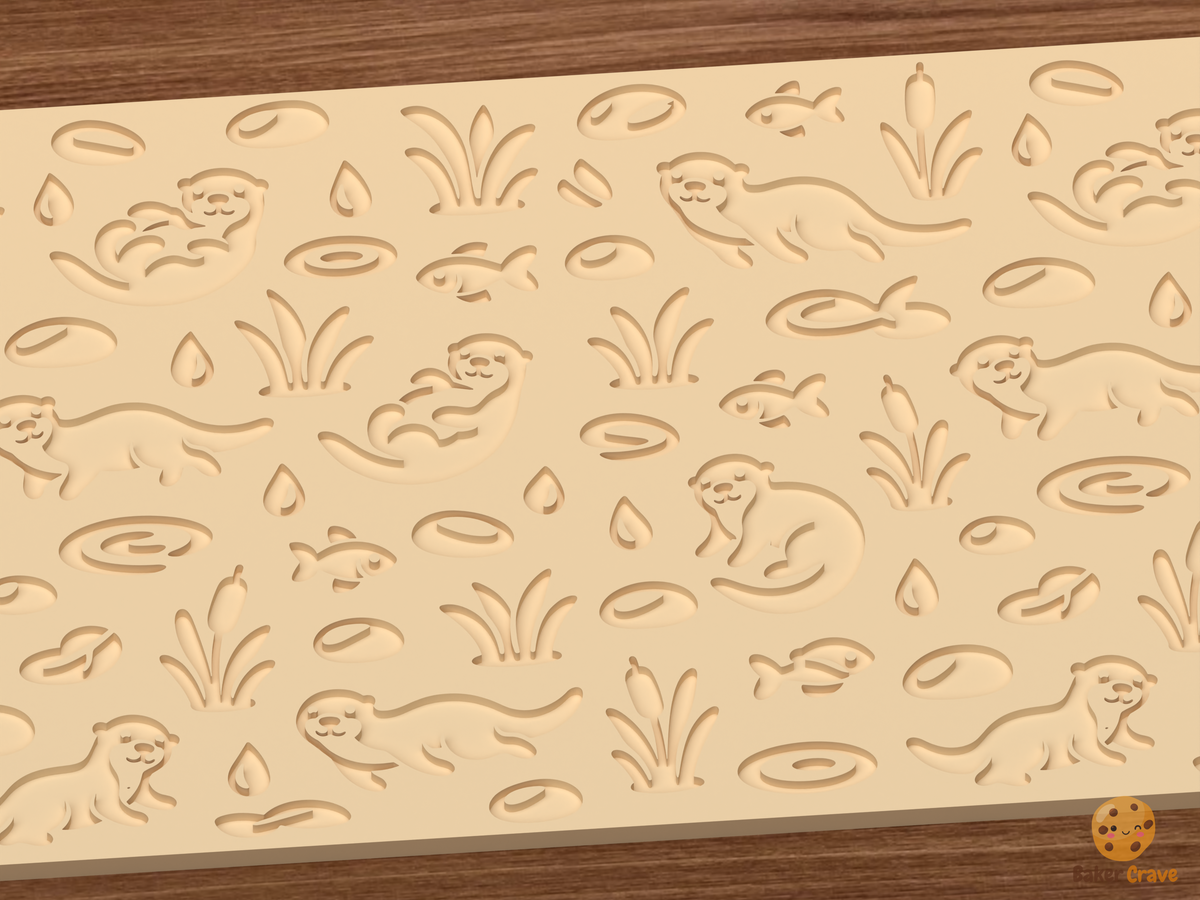 Otter River Textured Roller STL File - 03 close detail deboss