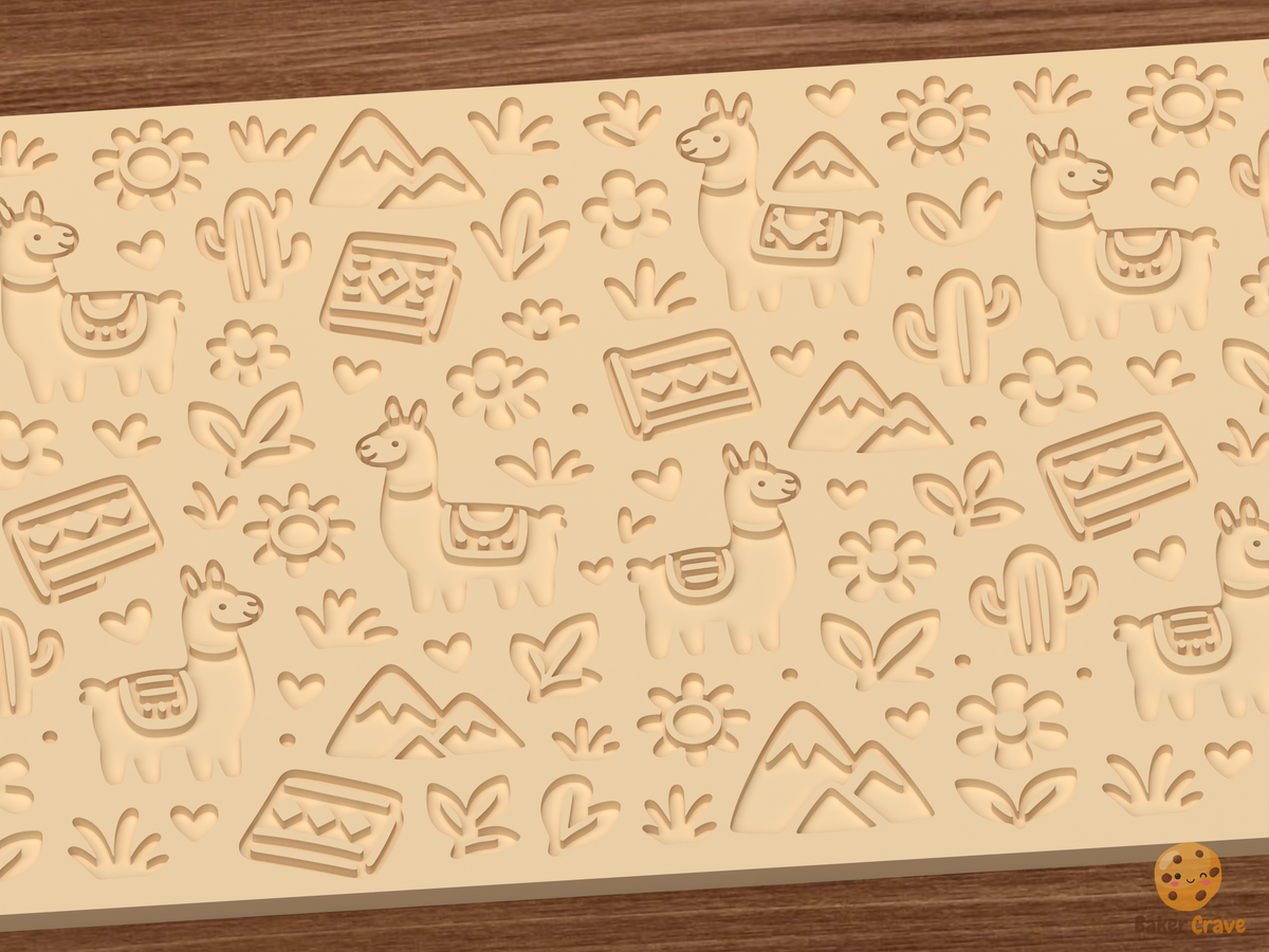 Llama Meadow Textured Roller STL File - 03 close detail deboss