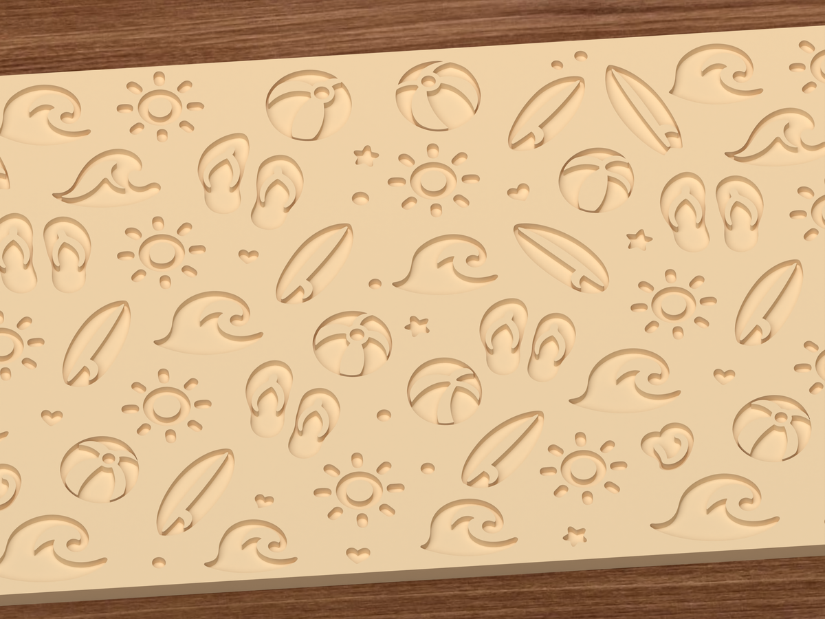 Beach Summer Textured Roller STL File - 03 close detail deboss