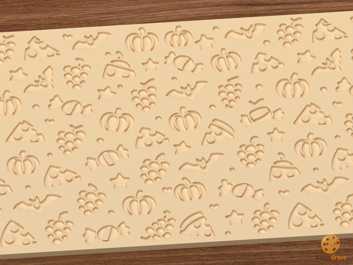 Halloween Snack Board Textured Roller STL File - 03 close detail deboss