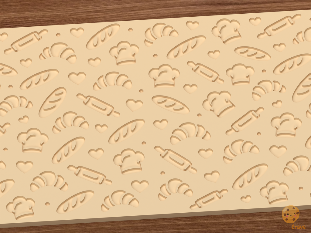 Bakery Pastry Textured Roller STL File - 03 close detail deboss