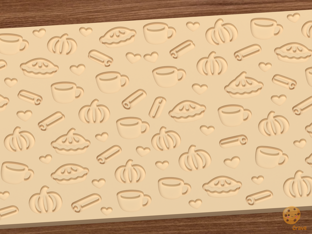Cozy Fall Baking Textured Roller STL File - 03 close detail deboss