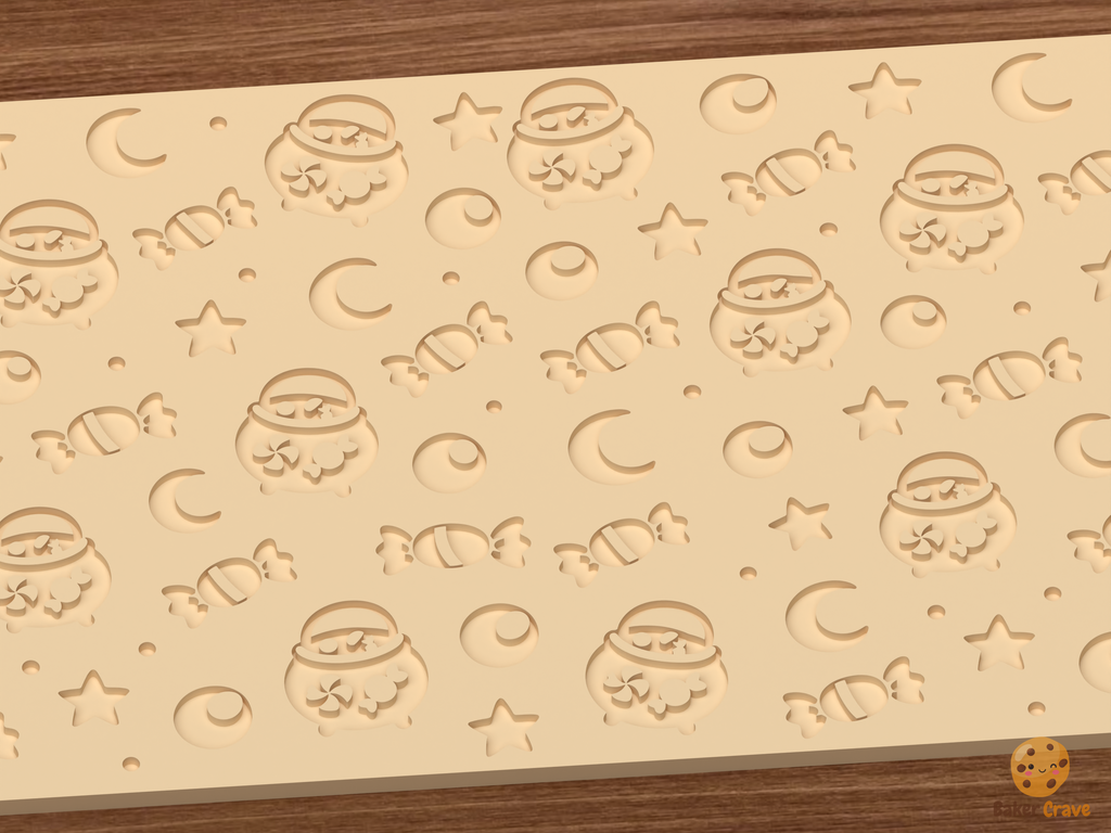 Candy Cauldron Textured Roller STL File - 03 close detail deboss