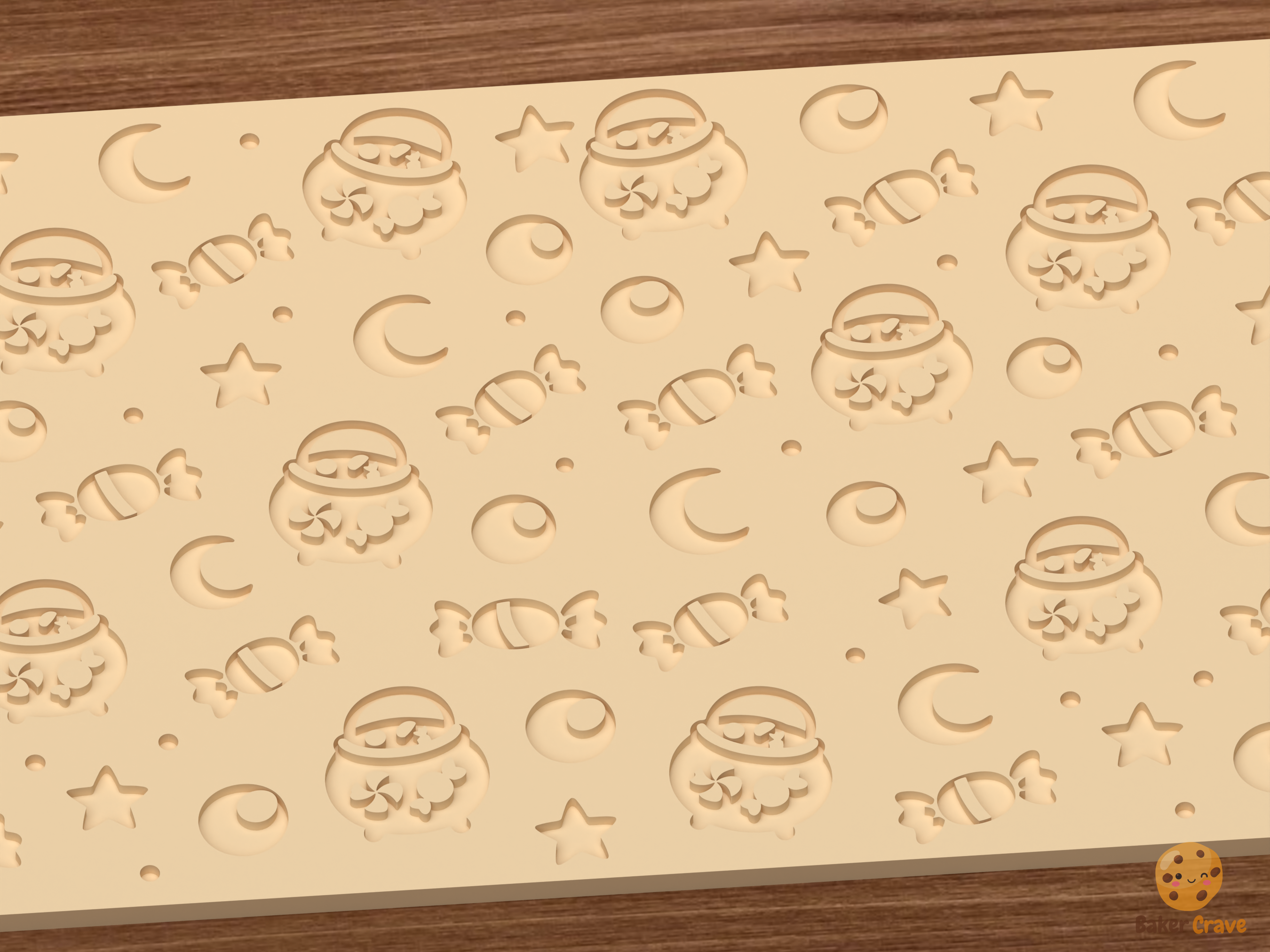 Candy Cauldron Textured Roller STL File - 03 close detail deboss