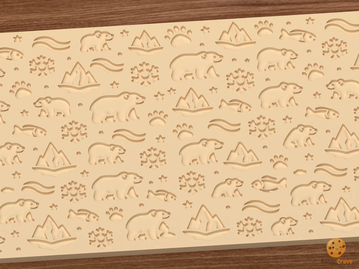 Polar Bear Arctic Textured Roller STL File - 03 close detail deboss