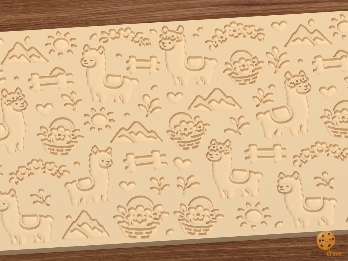 Alpaca Flower Farm Textured Roller - 03 close detail deboss