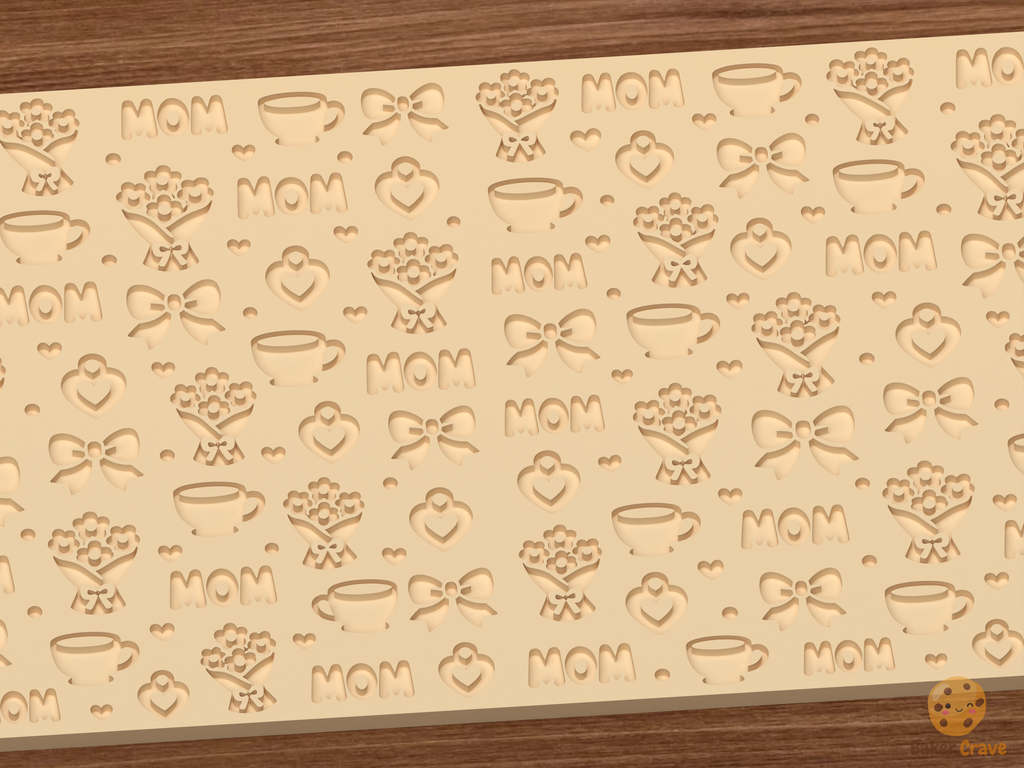 Mother's Day Tea Floral Textured Roller STL File