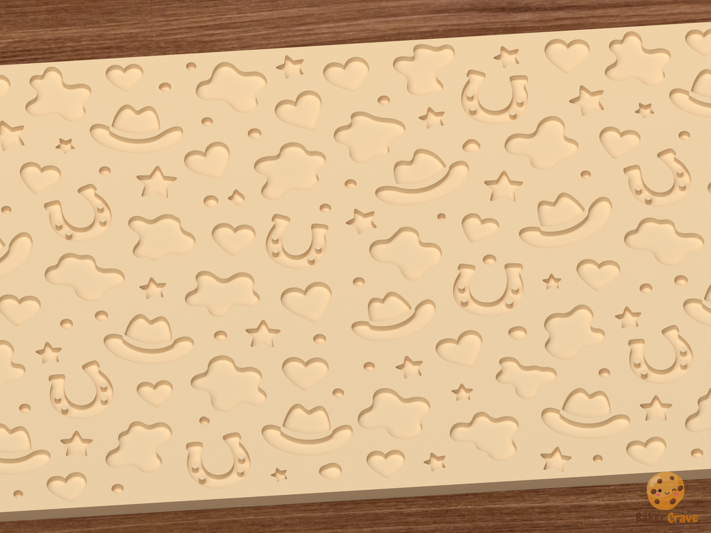 Cow Print Western Textured Roller STL File - 03 close detail deboss