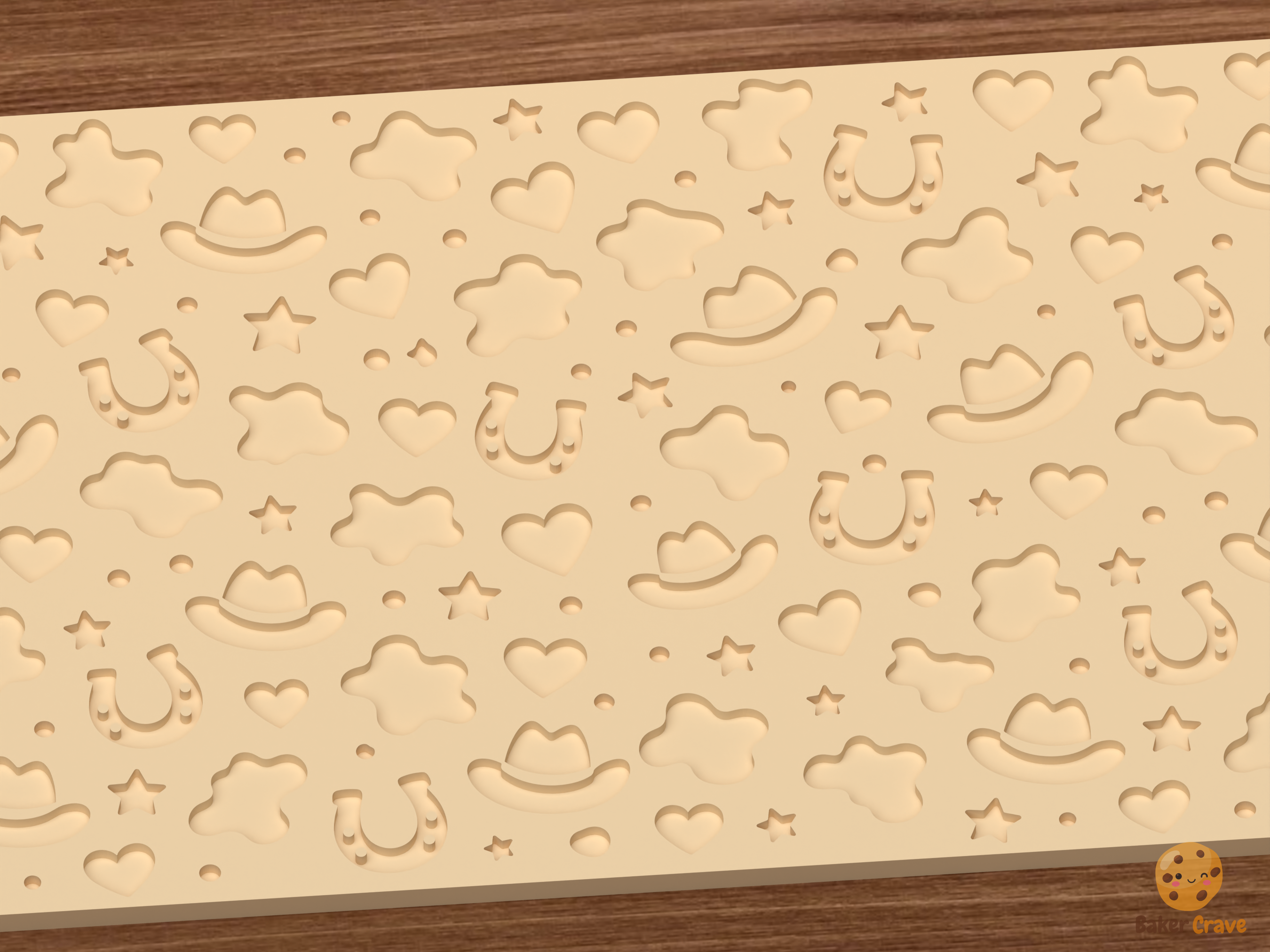 Cow Print Western Textured Roller STL File - 03 close detail deboss