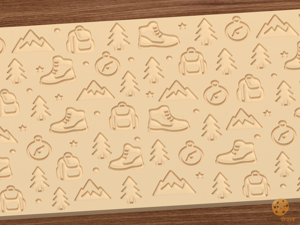 Hiking Adventure Textured Roller STL File - 03 close detail deboss