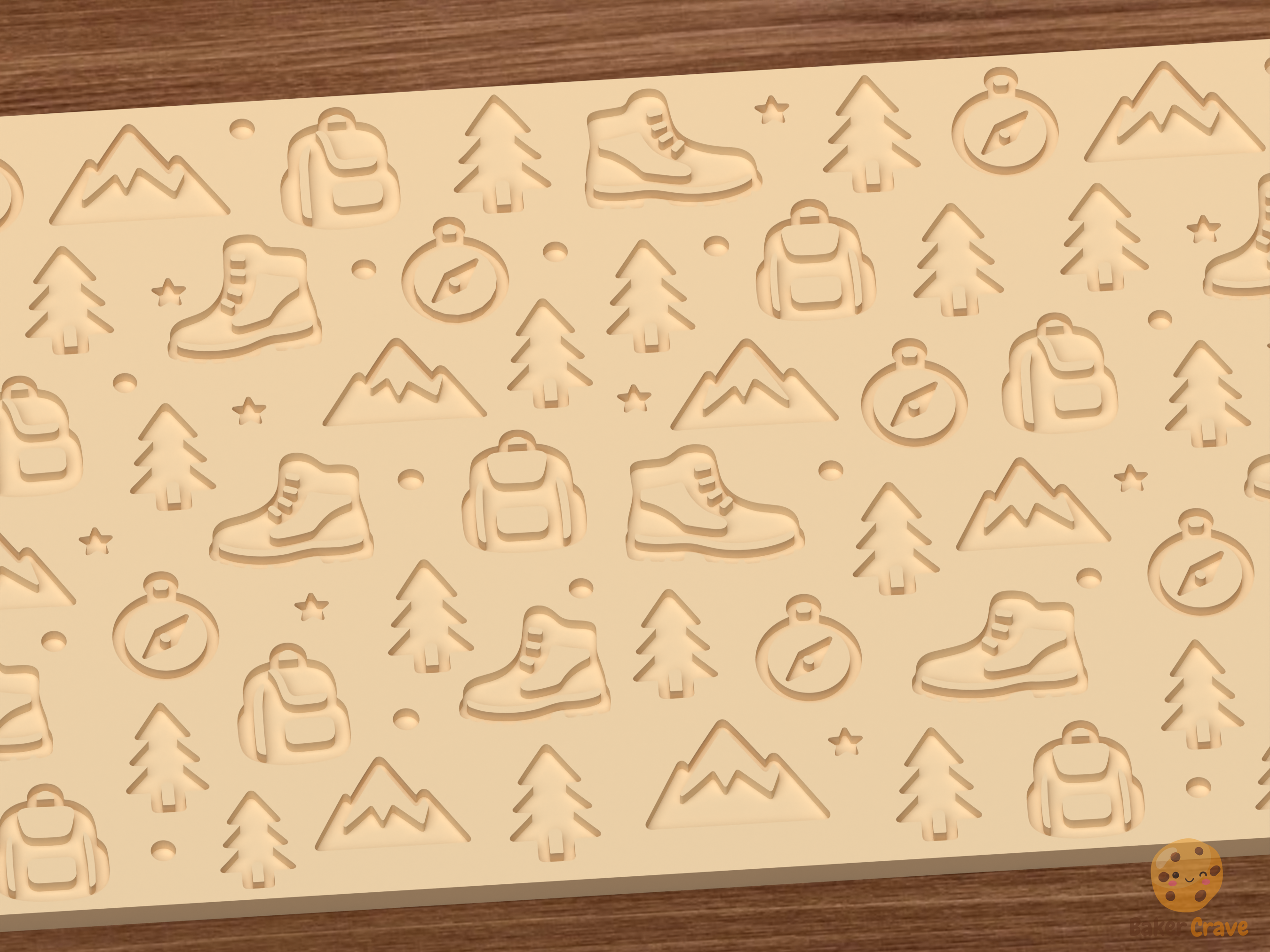 Hiking Adventure Textured Roller STL File - 03 close detail deboss