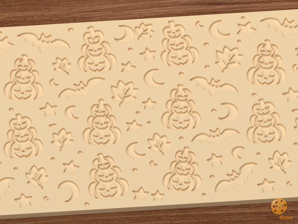 Jack O Lantern Stack Textured Roller STL File - 03 close detail deboss