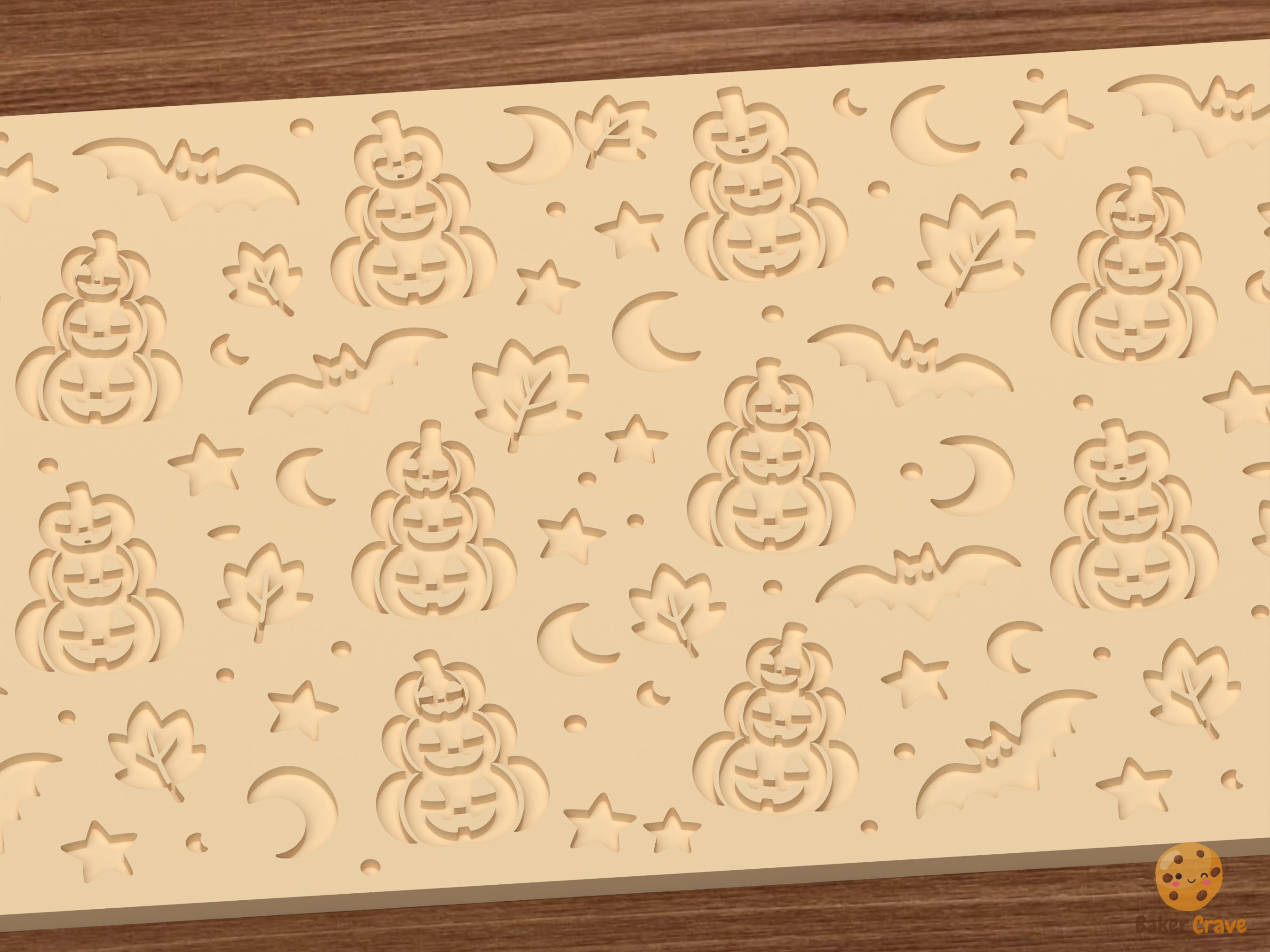 Jack O Lantern Stack Textured Roller STL File - 03 close detail deboss