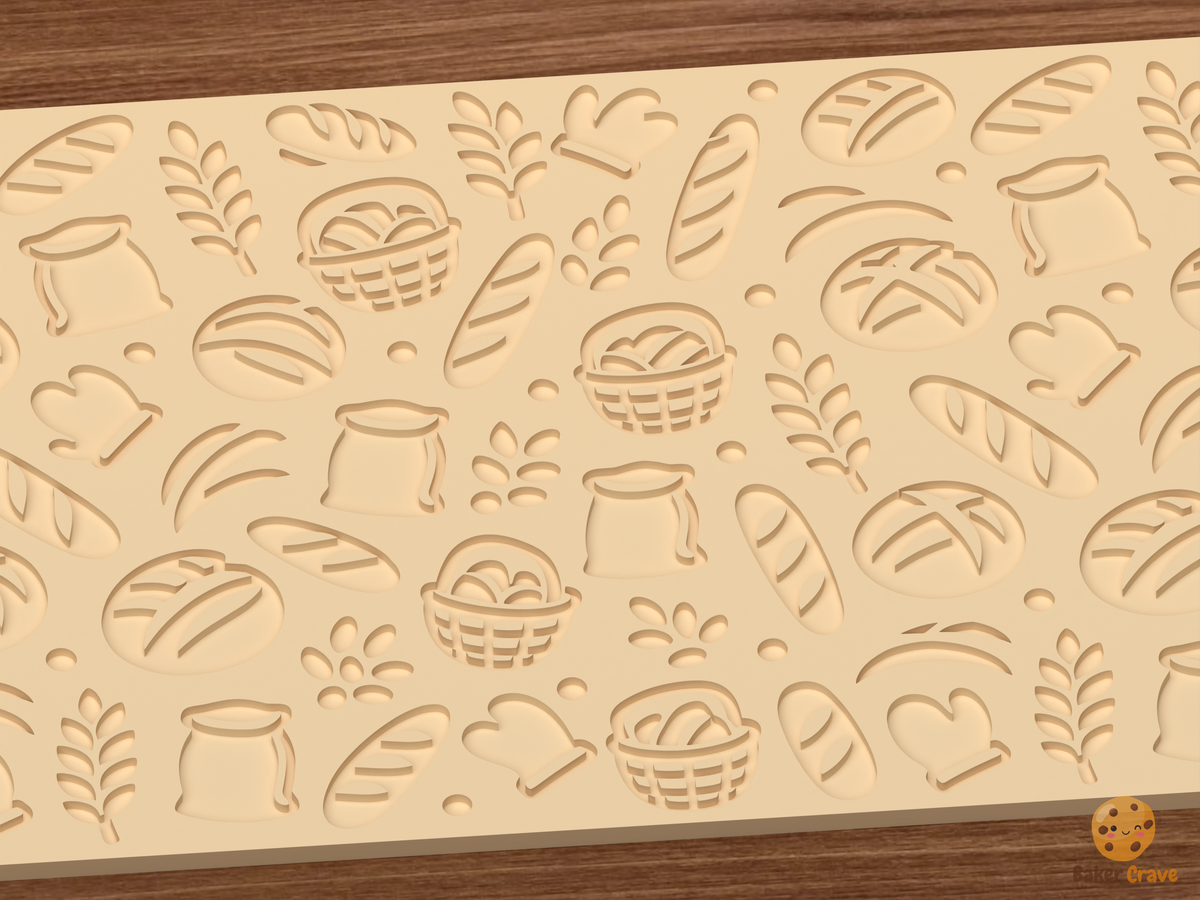 Sourdough Bread Bakery Textured Roller STL File - 03 close detail deboss