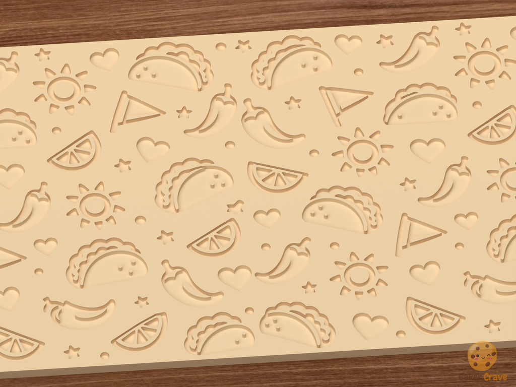 Taco Tuesday Fiesta Textured Roller STL File - 03 close detail deboss