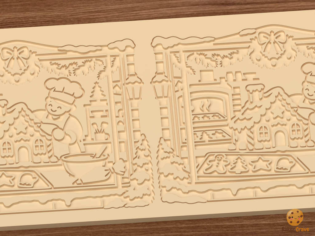 Gingerbread Bakery Window Textured Roller STL File