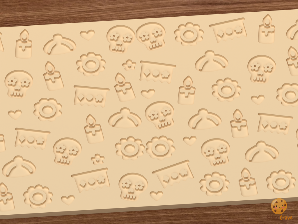 Day of the Dead Calavera Textured Roller STL File