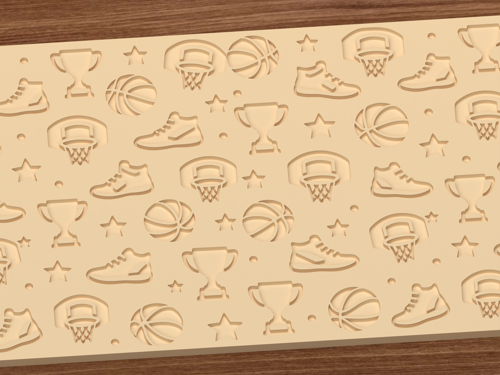 Basketball Sports Textured Roller STL File - 03 close detail deboss