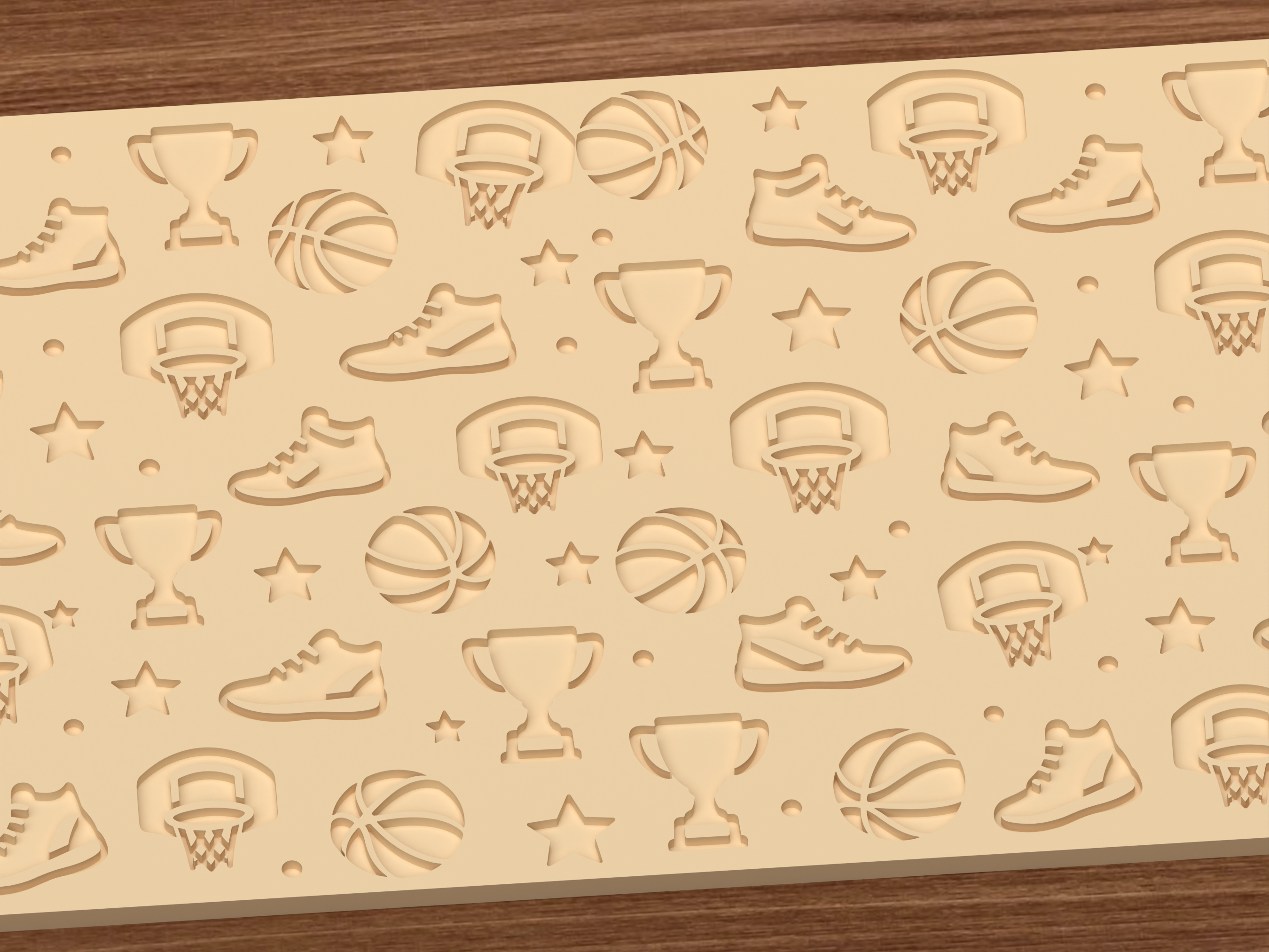 Basketball Sports Textured Roller STL File - 03 close detail deboss