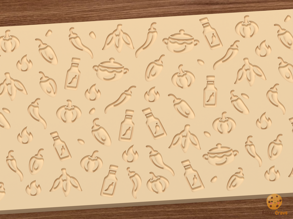 Chili Peppers Hot Sauce Textured Roller STL File