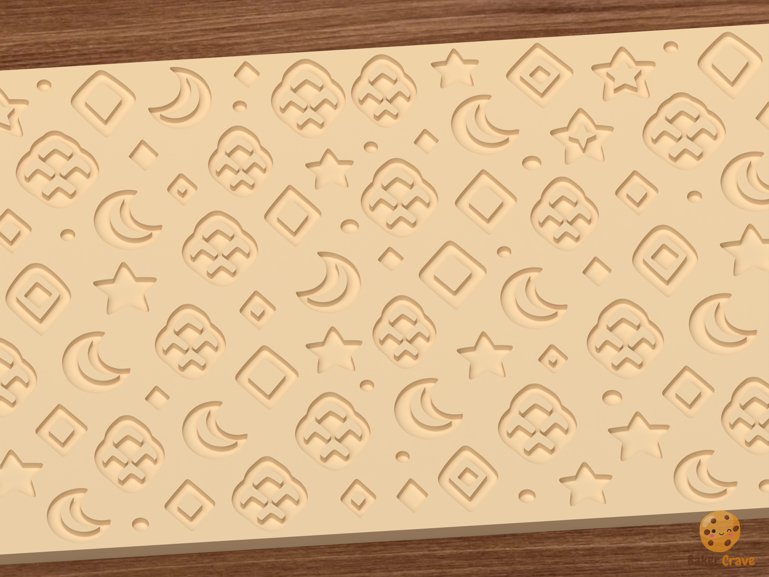 Snake Skin Geometric Textured Roller STL File - 03 close detail deboss