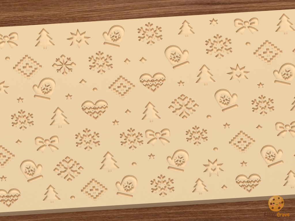 Nordic Winter Holiday Textured Roller STL File - 03 close detail deboss