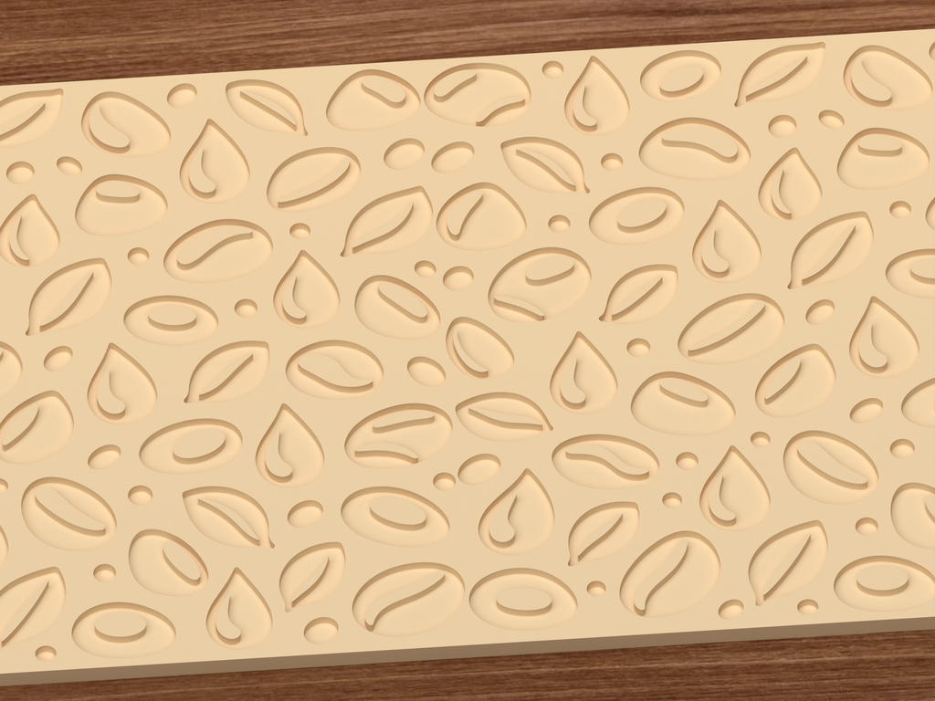 Coffee Bean Botanical Textured Roller STL File - 03 close detail deboss
