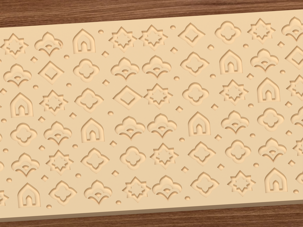 Moroccan Islamic Geometry Textured Roller STL File - 03 close detail deboss