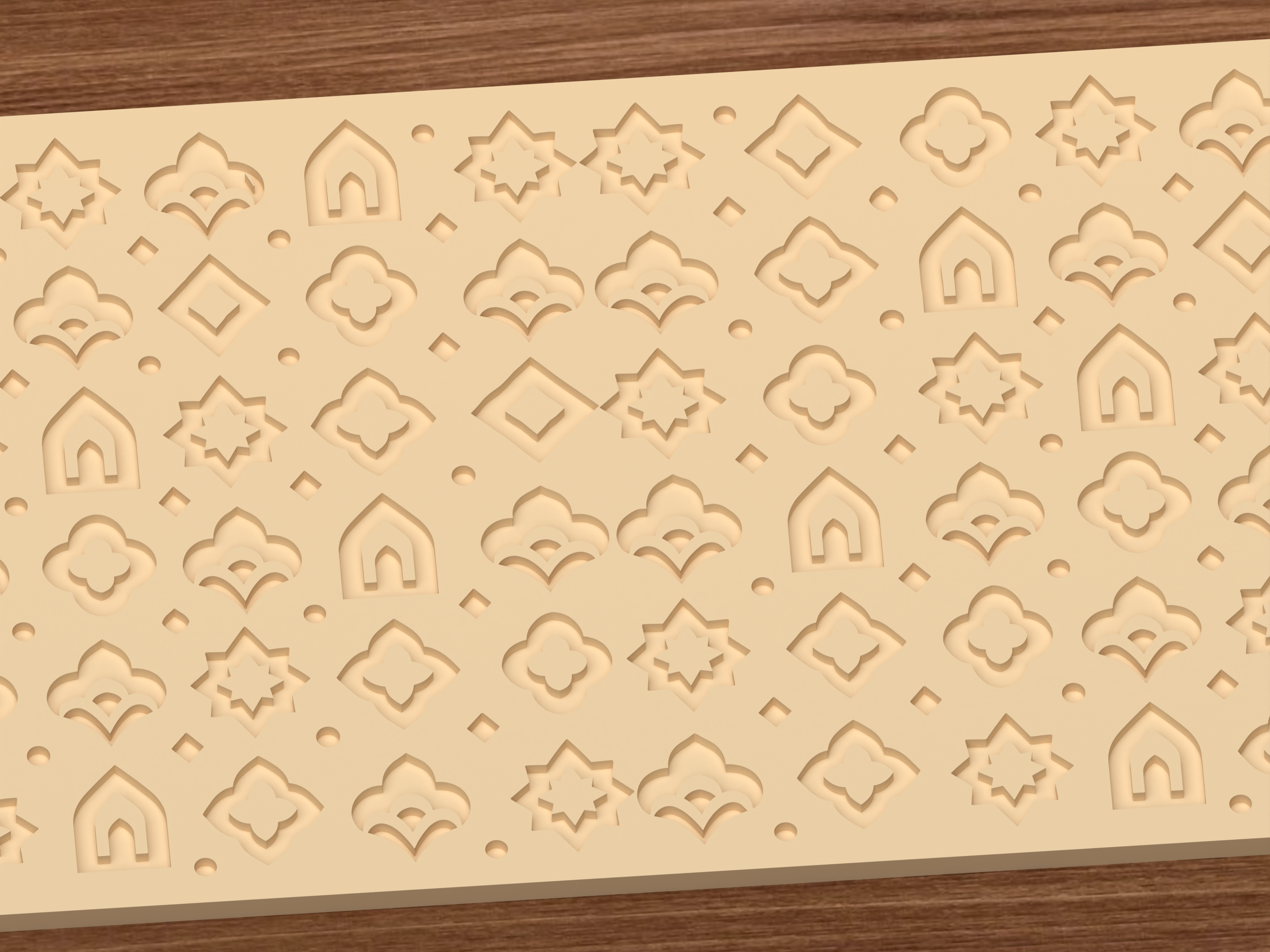 Moroccan Islamic Geometry Textured Roller STL File - 03 close detail deboss