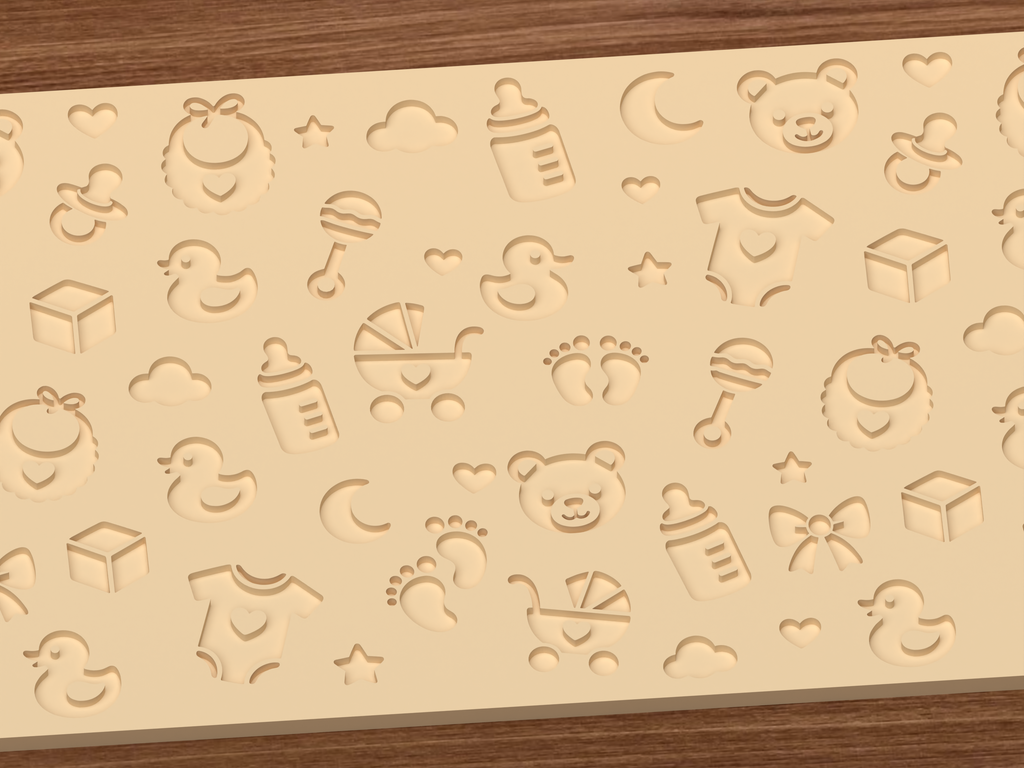 Baby Shower Textured Roller STL File - 03 close detail deboss