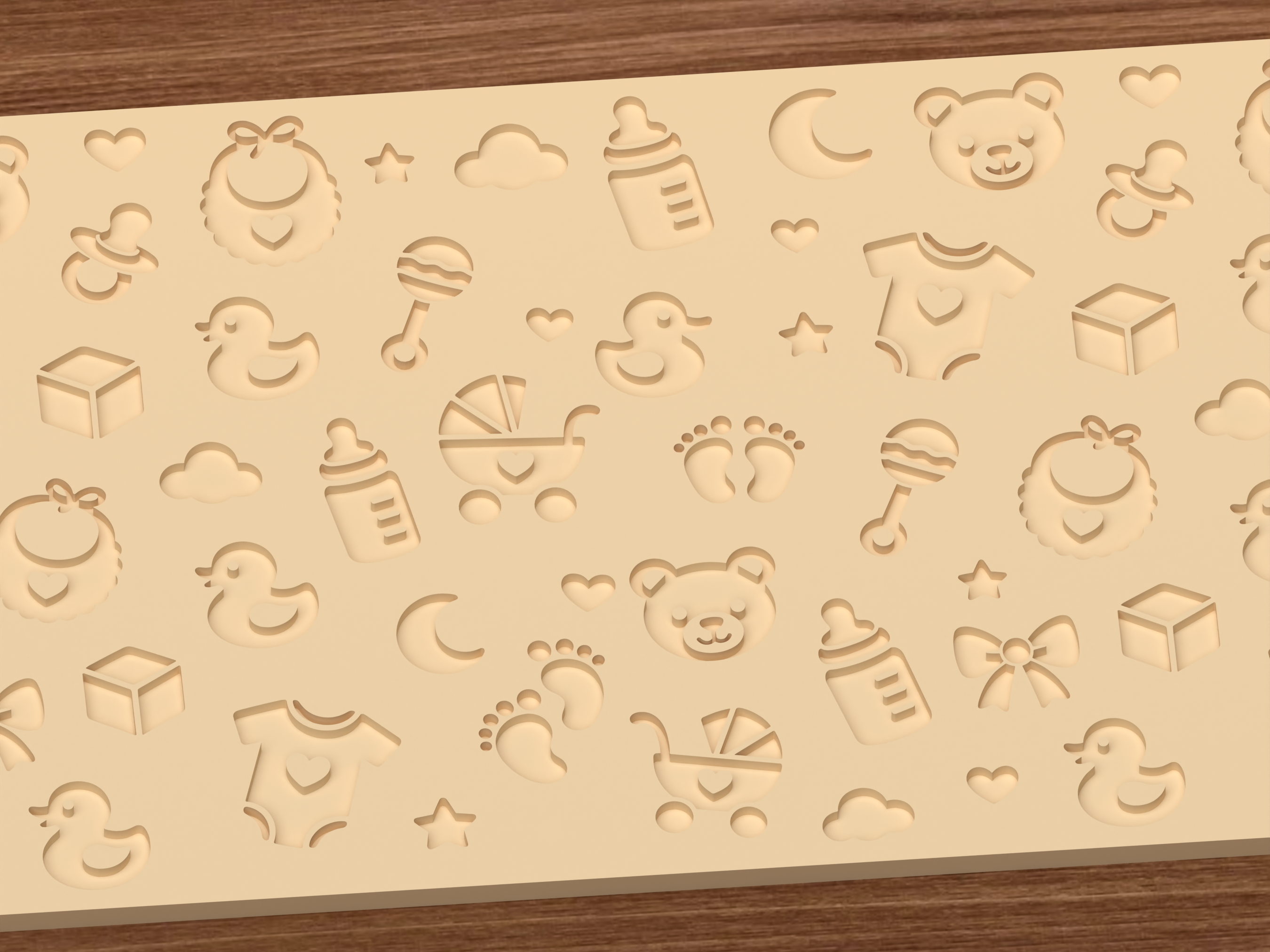 Baby Shower Textured Roller STL File - 03 close detail deboss