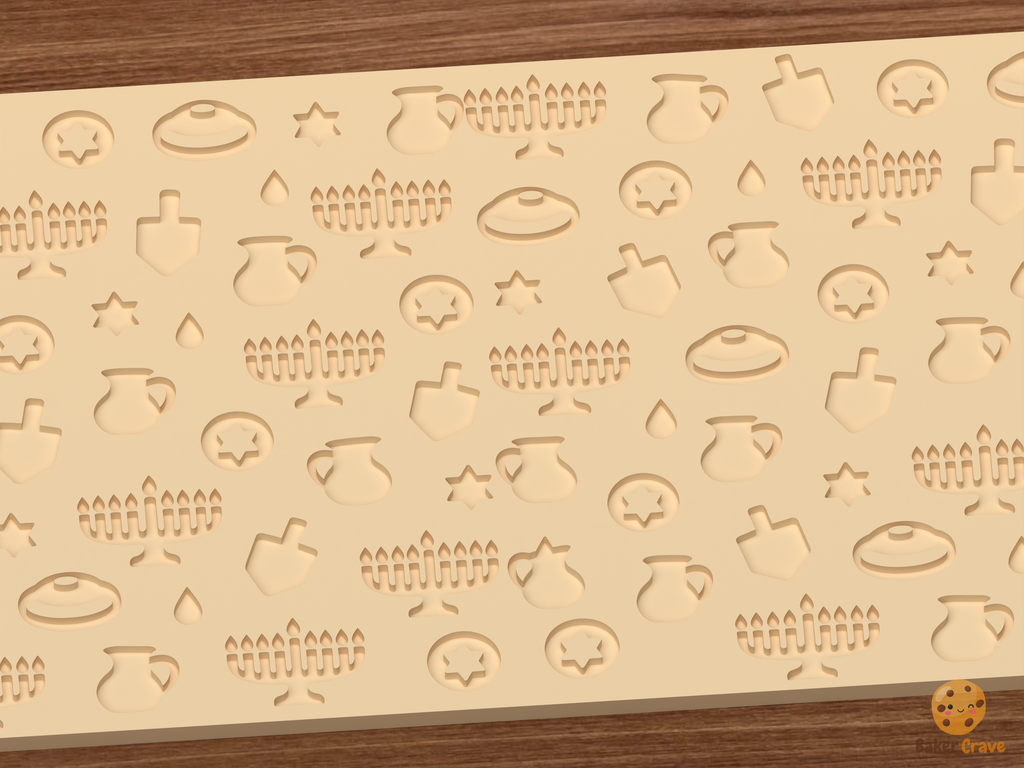 Hanukkah Celebration Textured Roller STL File
