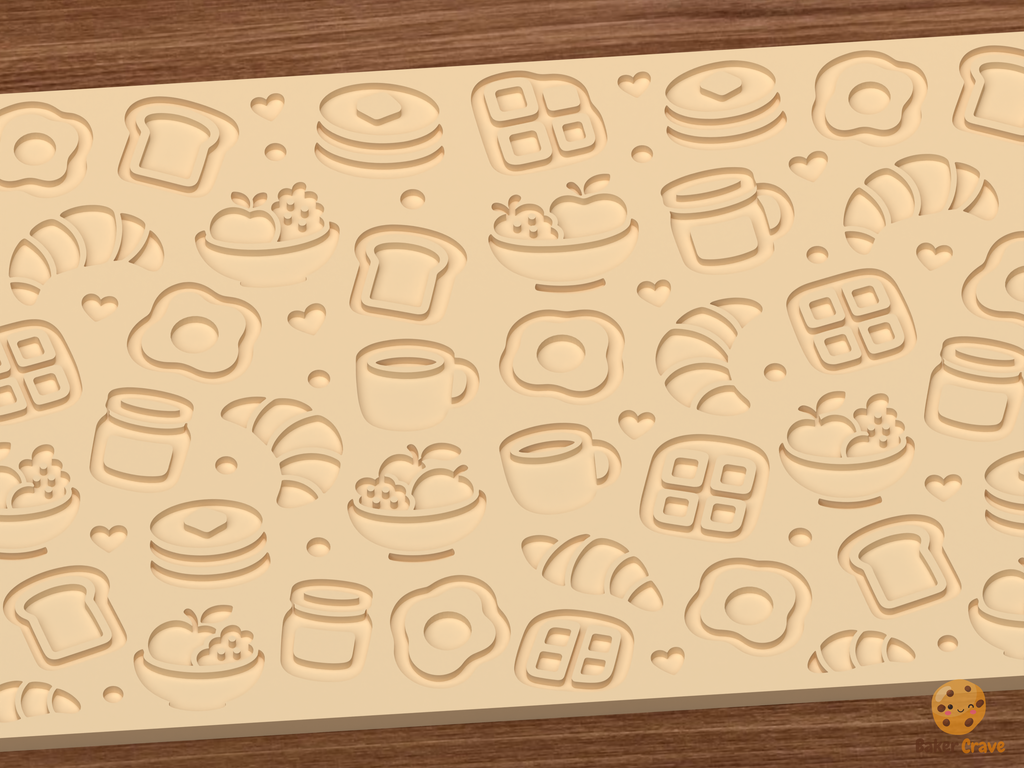 Breakfast Brunch Textured Roller STL File