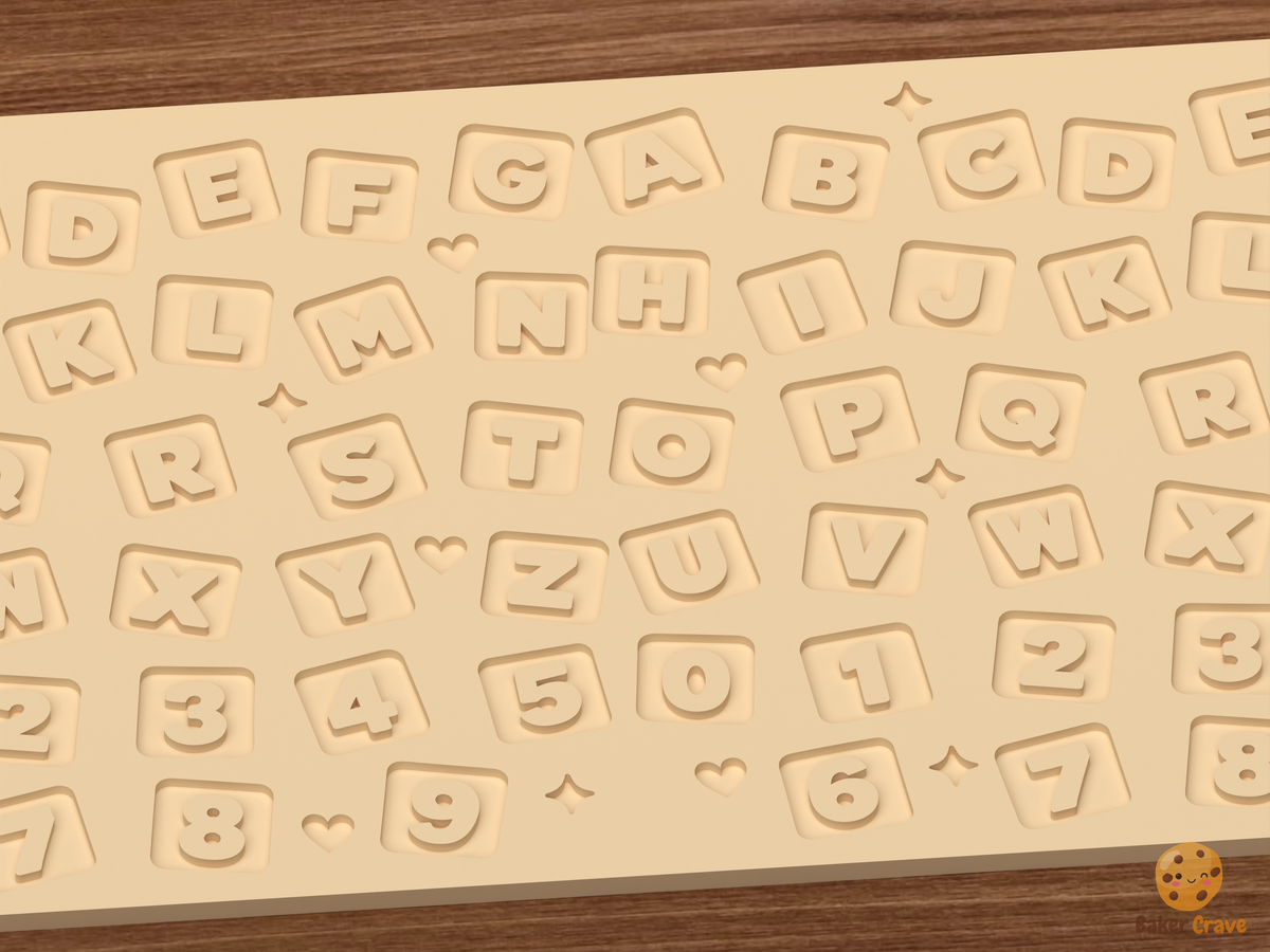 Alphabet Number Blocks Textured Roller STL File