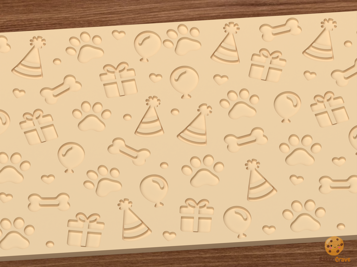 Pet Birthday Textured Roller - 03 close detail deboss