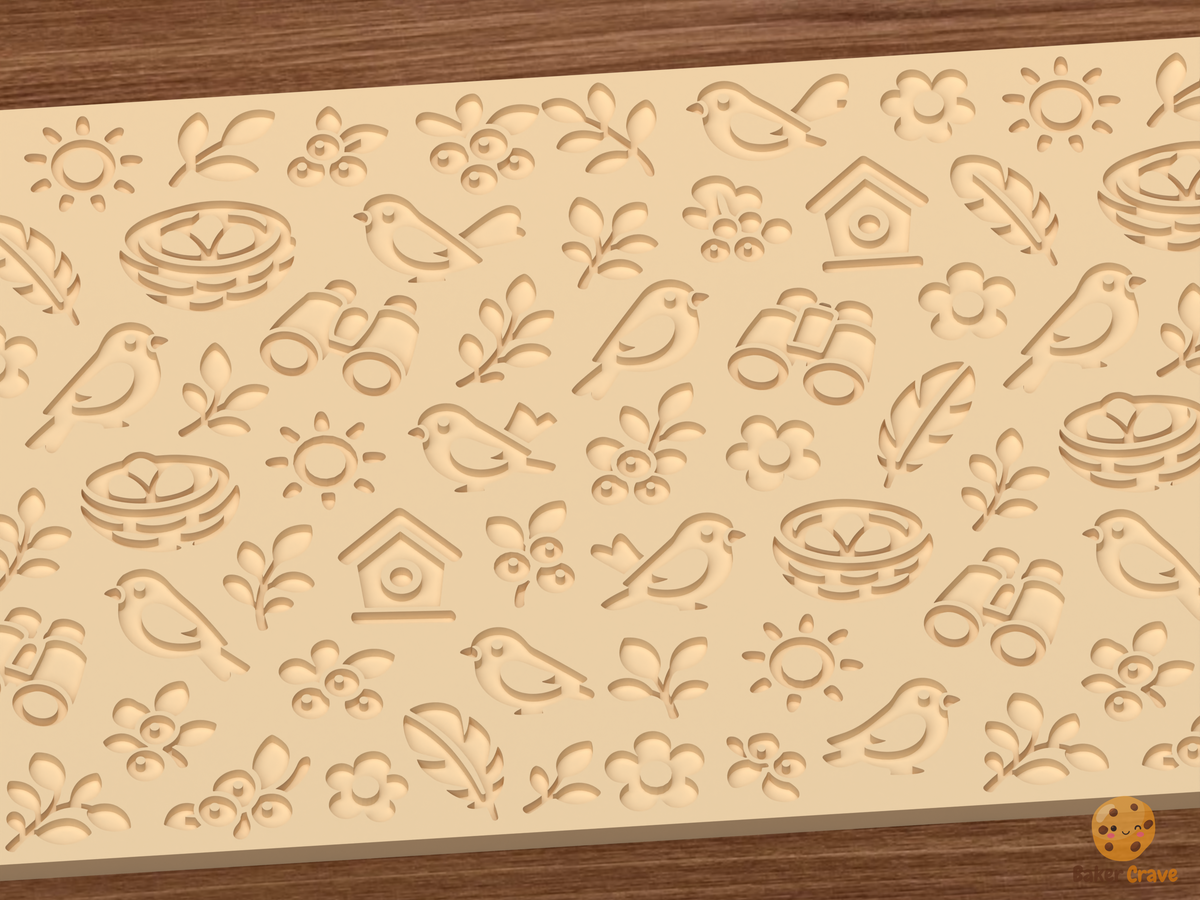 Birdwatching Garden Textured Roller STL File