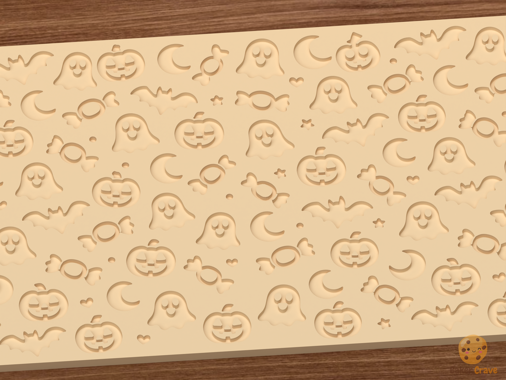 Cute Halloween Textured Roller STL File - 03 close detail deboss
