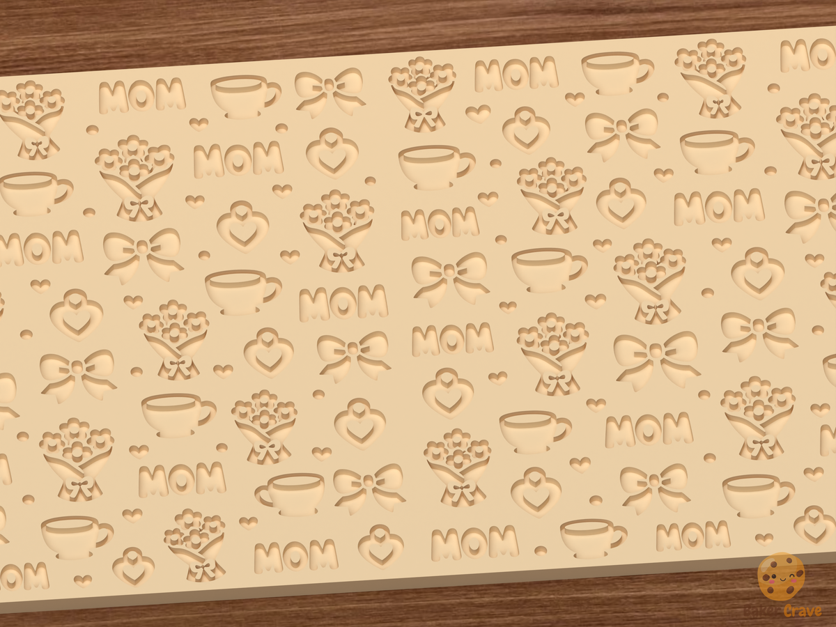 Mother's Day Tea Floral Textured Roller STL File - 03 close detail deboss