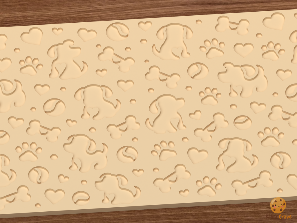 Puppy Love Textured Roller STL File - 03 close detail deboss