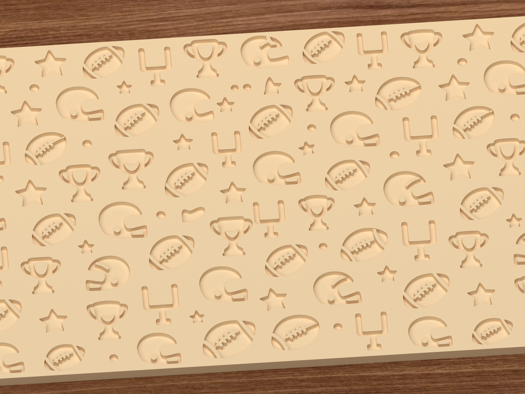 American Football Game Day Textured Roller STL File - 03 close detail deboss