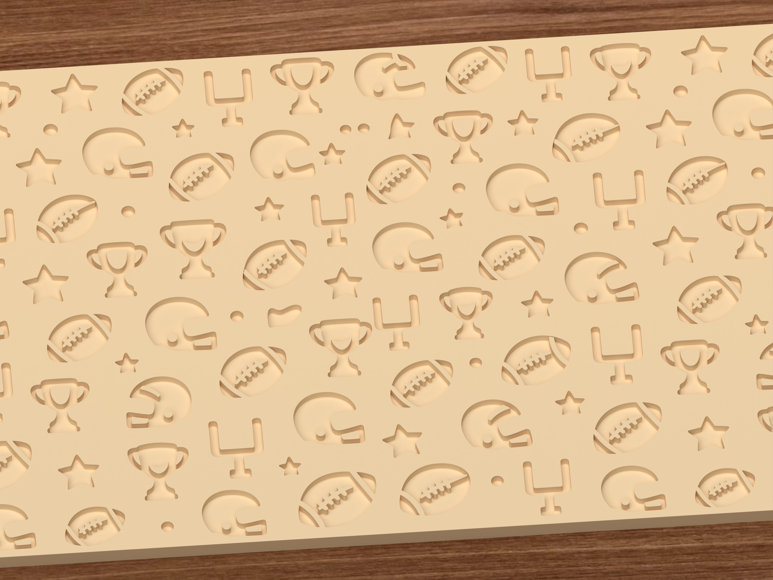 American Football Game Day Textured Roller STL File - 03 close detail deboss