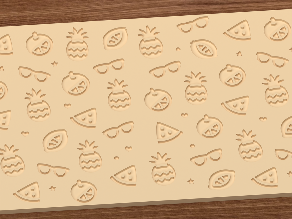 Summer Fruit Vacation Textured Roller STL File - 03 close detail deboss