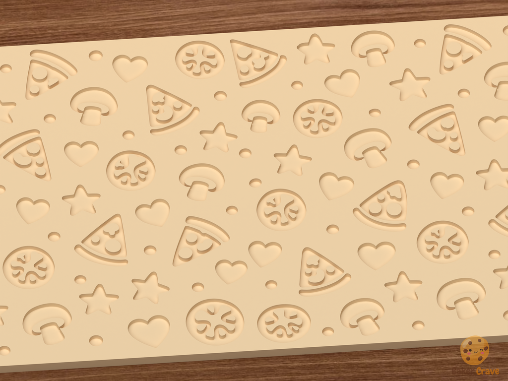 Pizza Party Textured Roller STL File - 03 close detail deboss