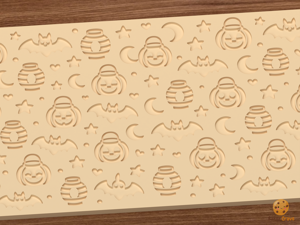 Pumpkin Lantern Parade Textured Roller STL File - 03 close detail deboss