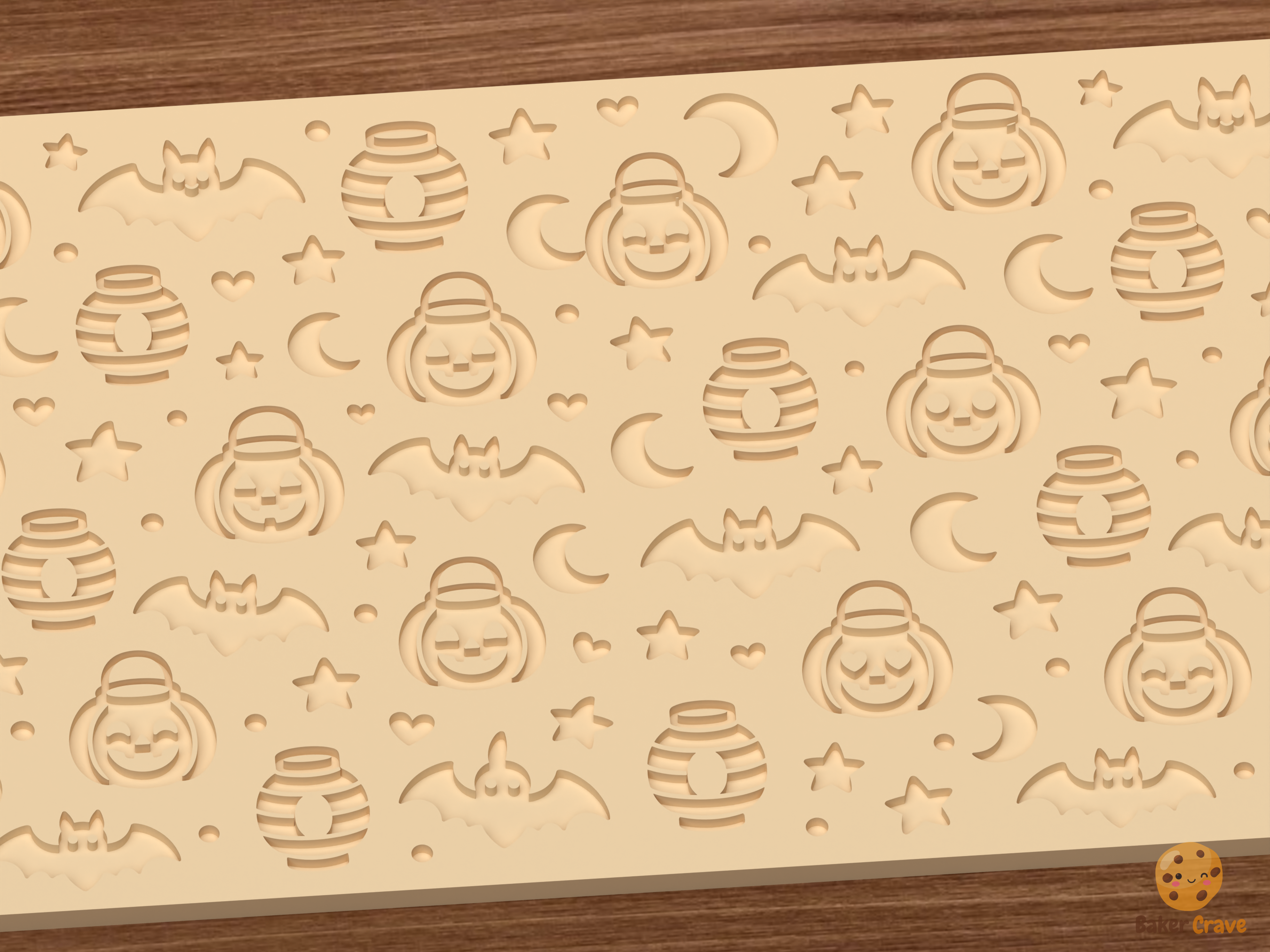 Pumpkin Lantern Parade Textured Roller STL File - 03 close detail deboss
